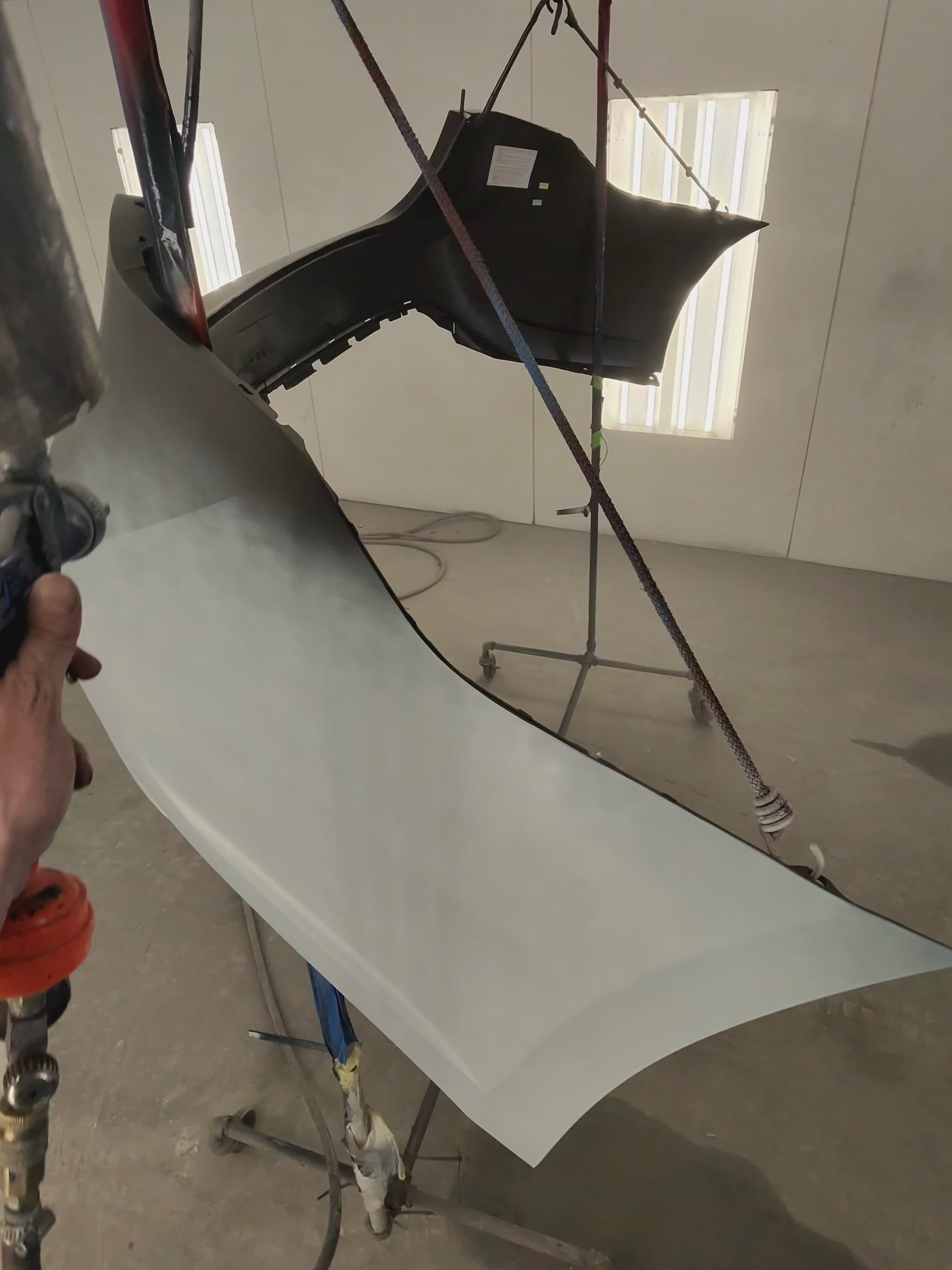 Detailed view of the painting process